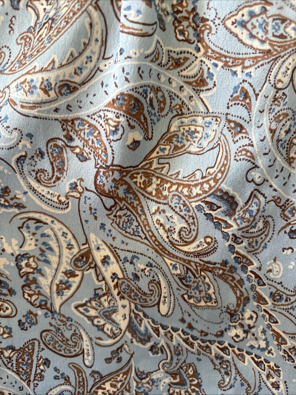 Hollister Blue Brown Paisley High Rise Mini Skirt Side Slit XS Lined Satin Y2K - Picture 3 of 11